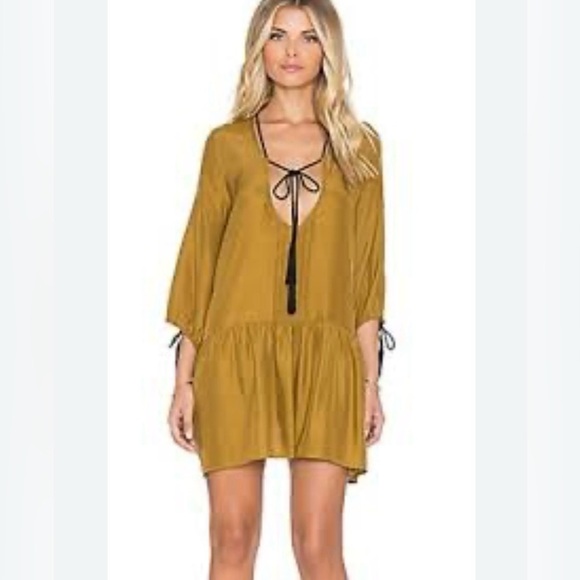 For Love & Lemons Monterey Mini Dress Gold Size Medium - Picture 1 of 7